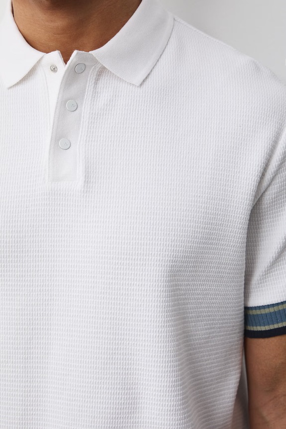 Polo męskie bawełniane z elastanem RS26-POM501 biały