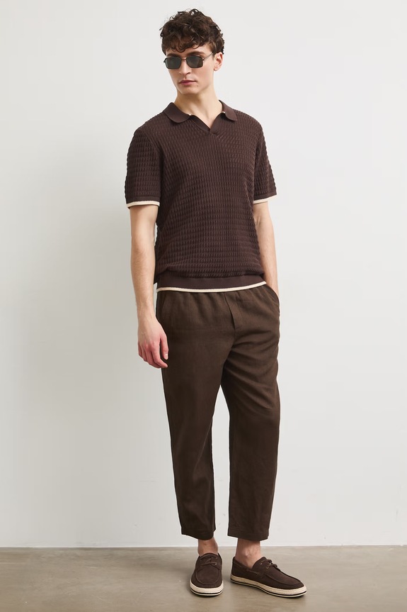 Polo męskie bawełniane RS26-POM902 brązowy RS26