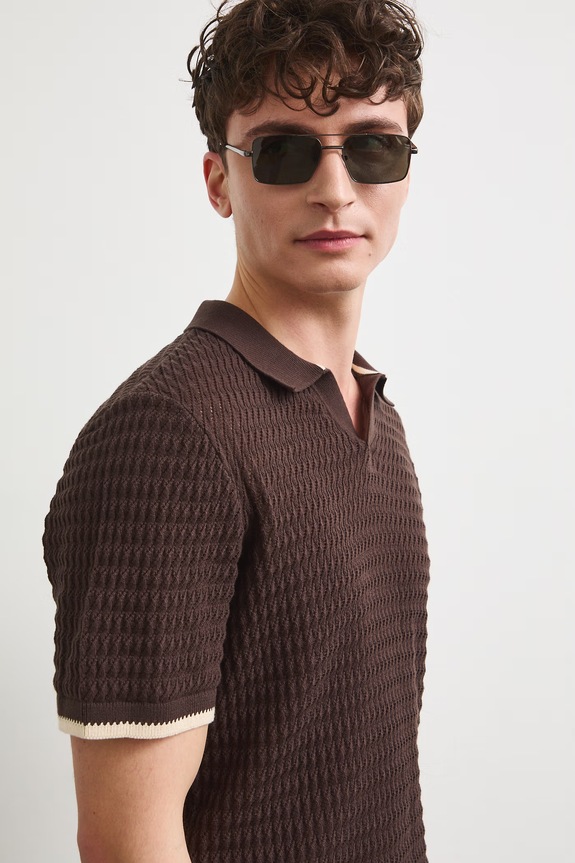 Polo męskie bawełniane brązowy RS26-POM902