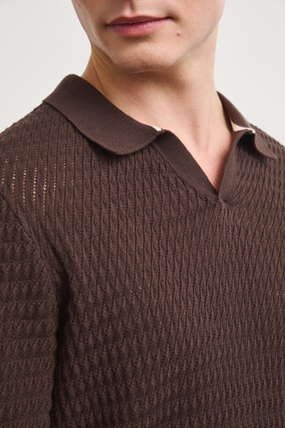 Polo męskie bawełniane RS26-POM902 brązowy