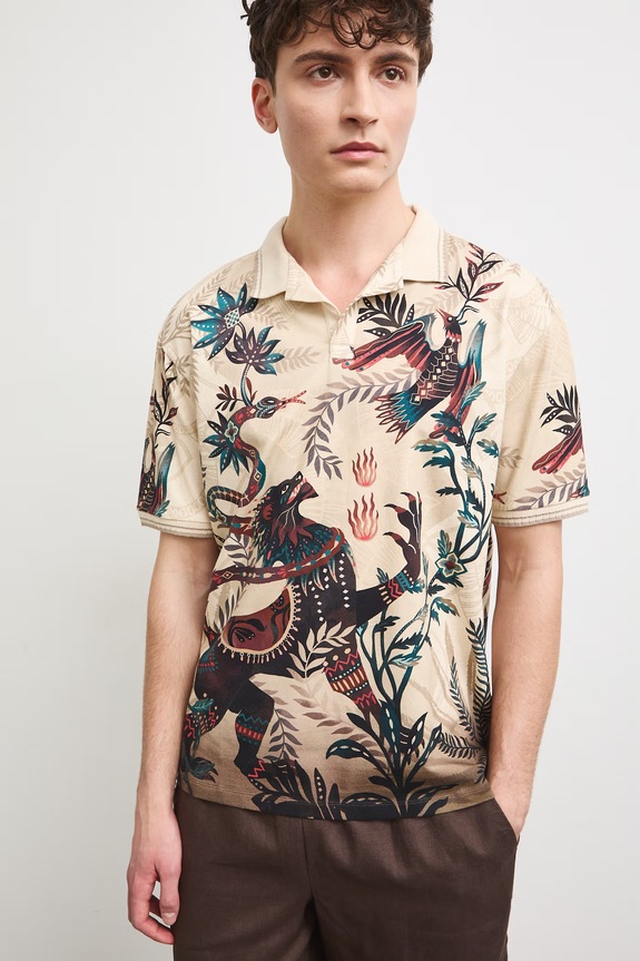 Polo pánské bavlněné s elastanem RS26-POM903 béžová RS26