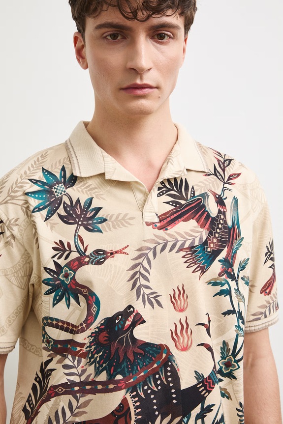 Polo pánské bavlněné s elastanem béžová RS26-POM903