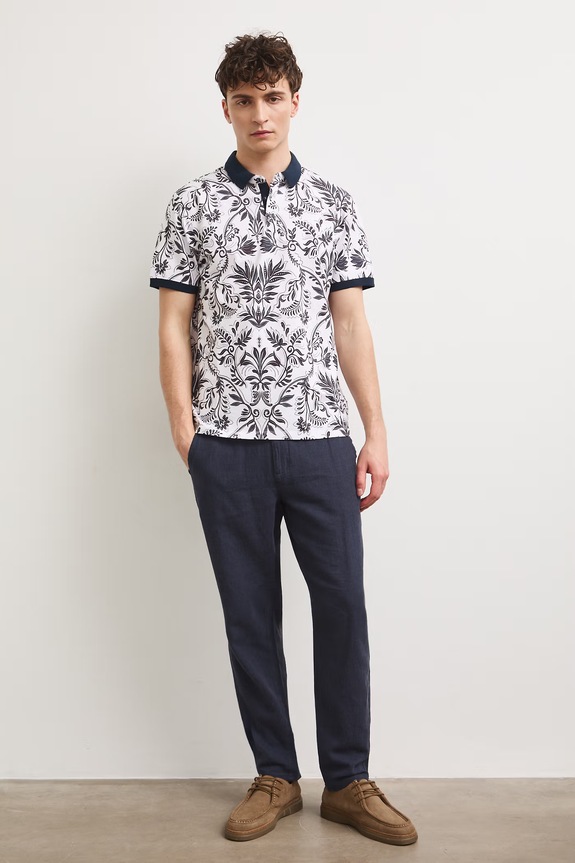 Polo męskie bawełniane z elastanem RS26-POM905 biały RS26