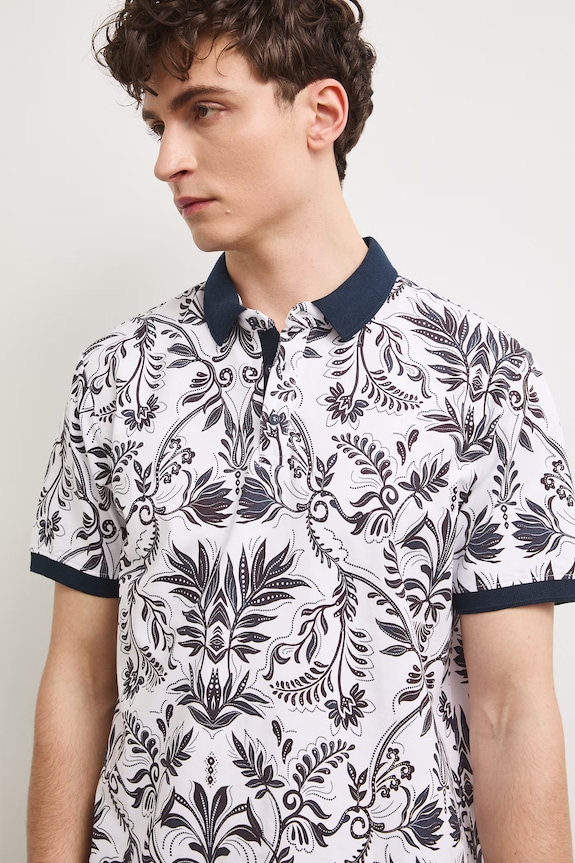 Polo męskie bawełniane z elastanem biały RS26-POM905