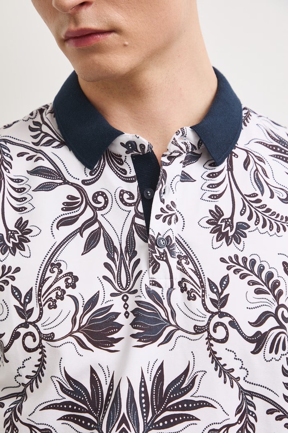 Polo męskie bawełniane z elastanem RS26-POM905 biały