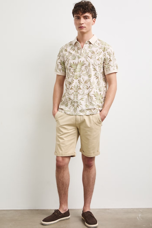 Polo męskie bawełniane z elastanem RS26-POM905 beżowy RS26