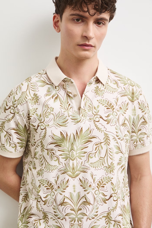 Polo męskie bawełniane z elastanem beżowy RS26-POM905