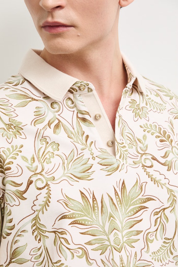 Polo męskie bawełniane z elastanem RS26-POM905 beżowy