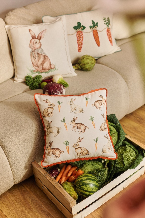Poszewka dekoracyjna na poduszkę wzorzysta 45 x 45 cm beżowy RS26-PSU424