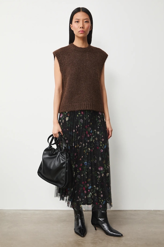 Φούστα Medicine εμπριμέ μαύρο RS26-SDD032