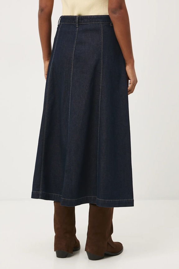 Oblečenie Rifľová sukňa bavlnené midi RS26-SDD202 tmavomodrá