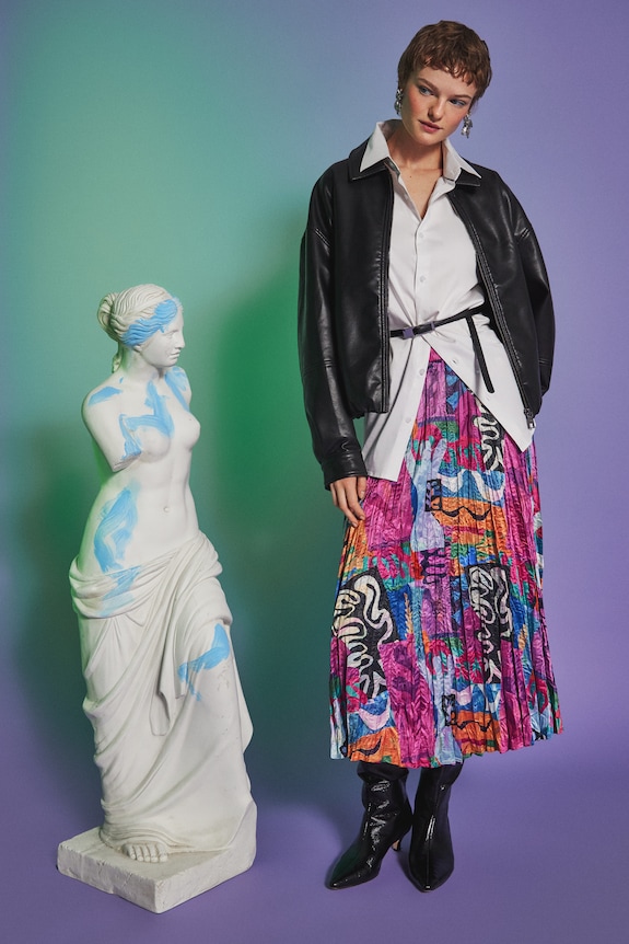 Spódnica damska maxi z kolekcji Eviva L'arte RS26-SDD250 multicolor RS26