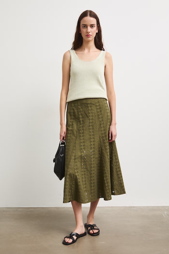 Medicine gonna a trapezio in cotone RS26-SDD908 verde RS26