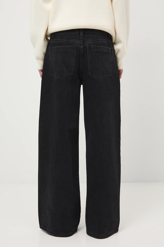 Odzież Jeansy bawełniane damskie wide leg z efektem sprania RS26-SJD102 czarny