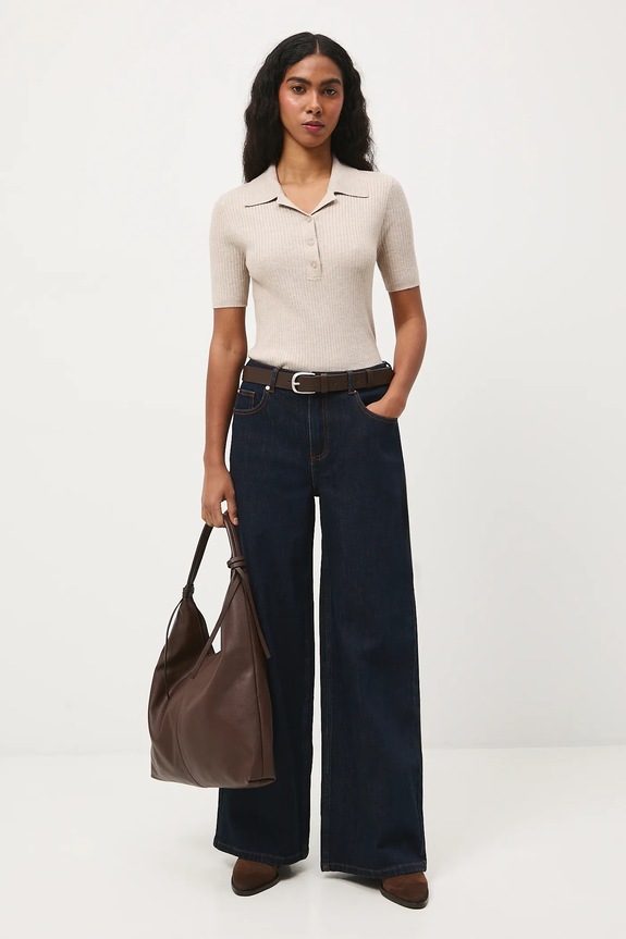 Rifle hladké wide leg RS26-SJD200 tmavomodrá RS26