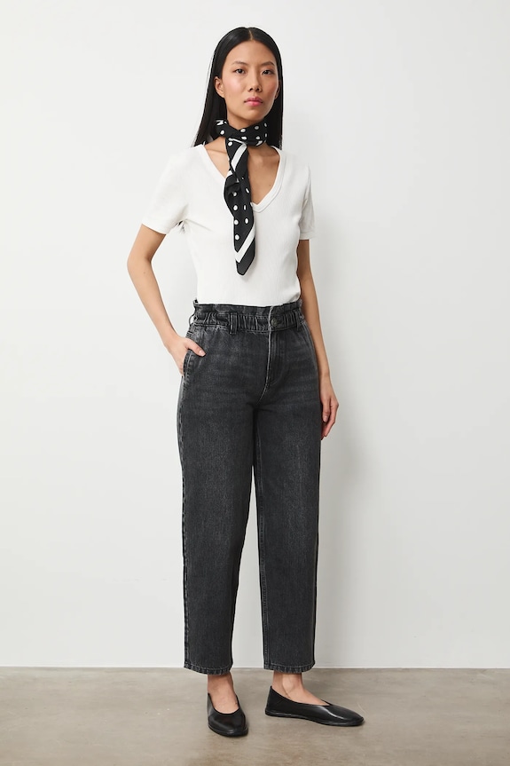Jeansy slouchy damskie czarny RS26-SJD308