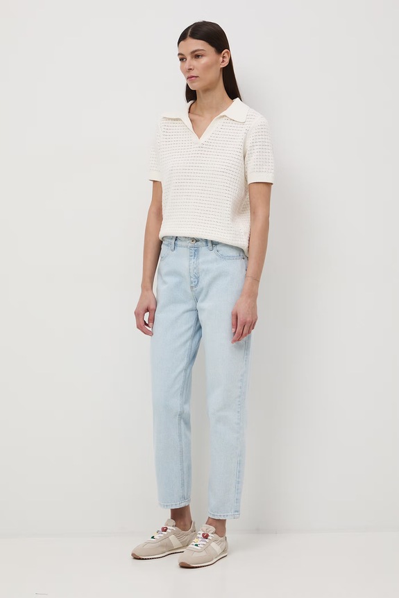 Jeansy mom fit damskie niebieski RS26-SJD506