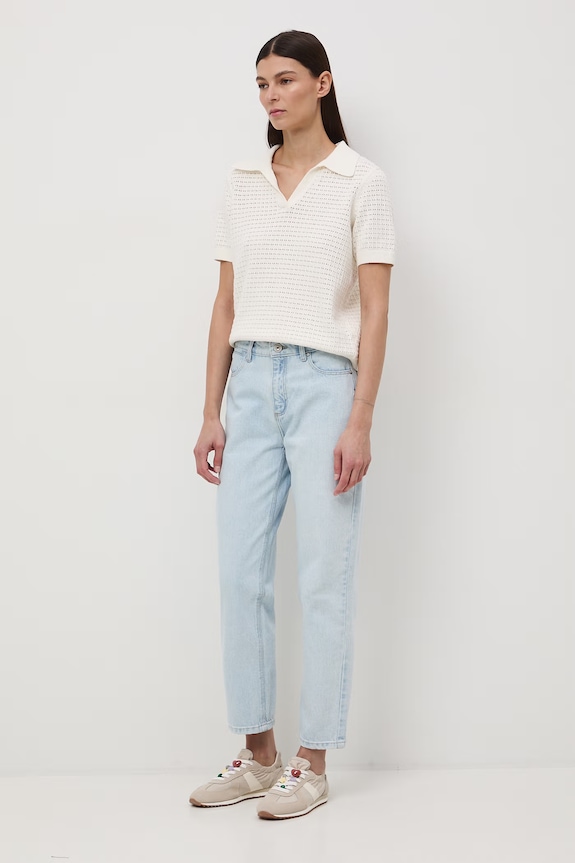 Jeansy mom fit damskie niebieski RS26-SJD506