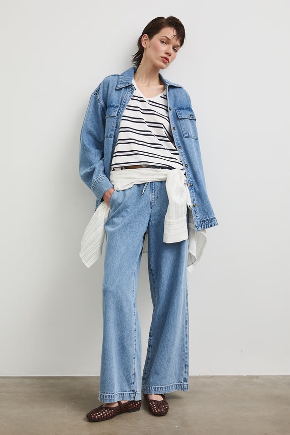 Jeansy wide leg damskie niebieski RS26-SJD802