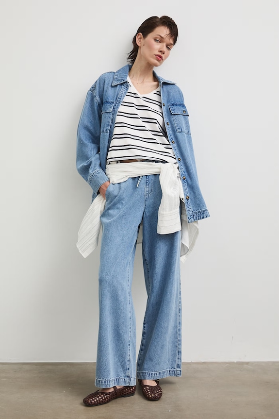 Jeansy wide leg damskie niebieski RS26-SJD802
