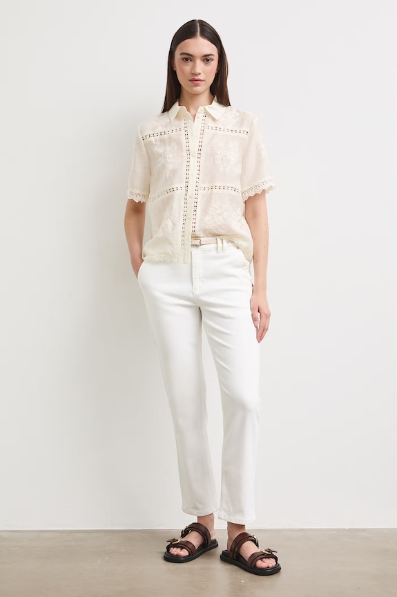 Jeansy chino damskie regular waist biały RS26-SJD900
