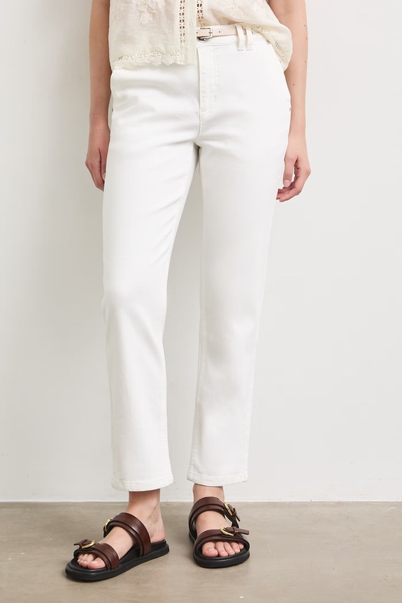 Jeansy chino damskie regular waist RS26-SJD900 biały RS26