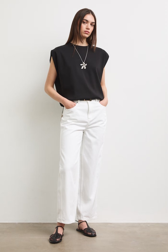 Jeansy slouchy damskie high waist biały RS26-SJD903
