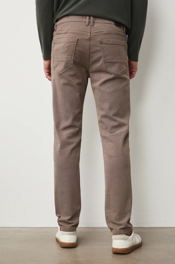 Odzież Jeansy slim fit męskie RS26-SJM303 beżowy