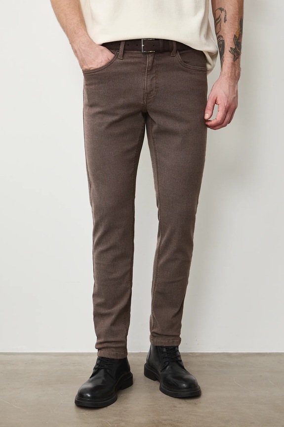 Jeansy slim fit męskie RS26-SJM303 brązowy RS26