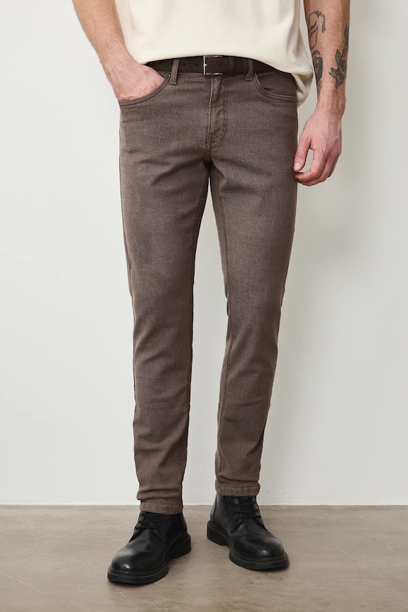 Jeansy slim fit męskie RS26-SJM303 brązowy RS26