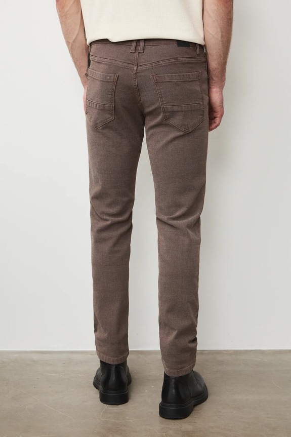 Odzież Jeansy slim fit męskie RS26-SJM303 brązowy