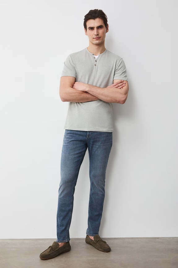Jeansy slim fit męskie RS26-SJM504 niebieski RS26