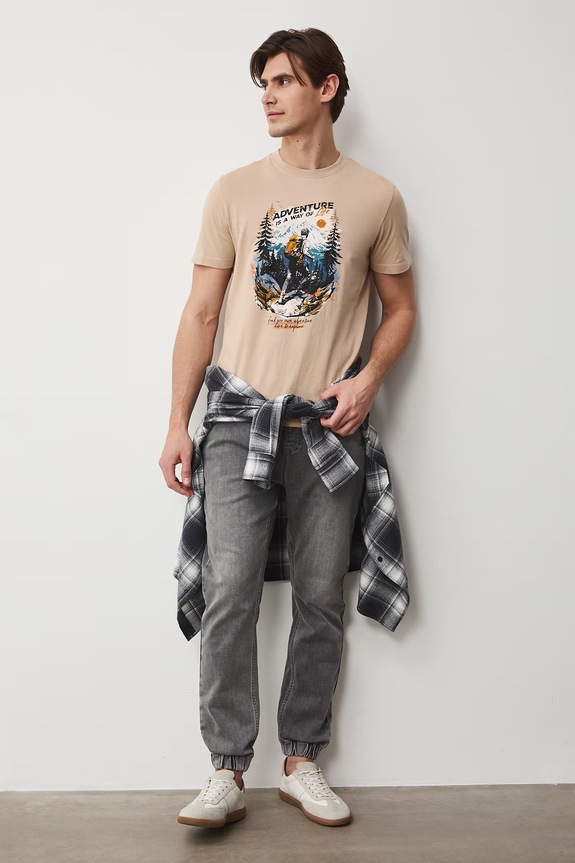 Jeansy jogger męskie szary RS26-SJM506