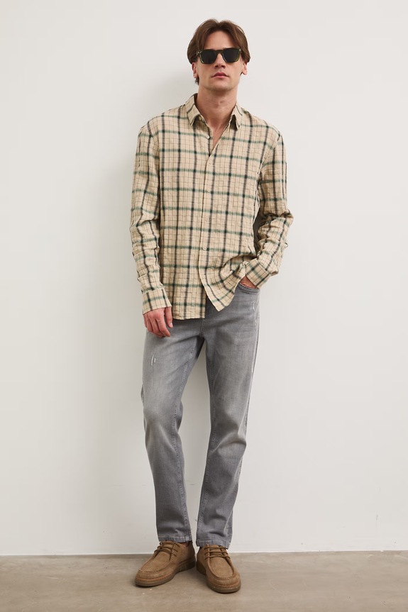 Jeansy slim fit męskie szary RS26-SJM801