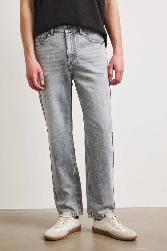Jeansy regular męskie z efektem sprania RS26-SJM901 szary RS26