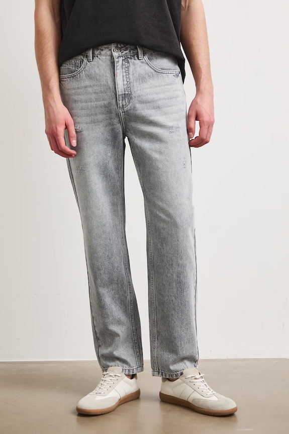 Jeansy regular męskie z efektem sprania RS26-SJM901 szary RS26