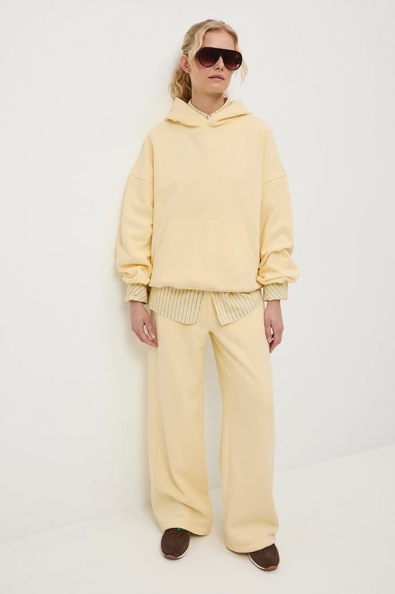 Tepláky wide leg pletenina žltá RS26-SPD011