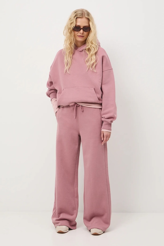 Tepláky wide leg pletenina ružová RS26-SPD011