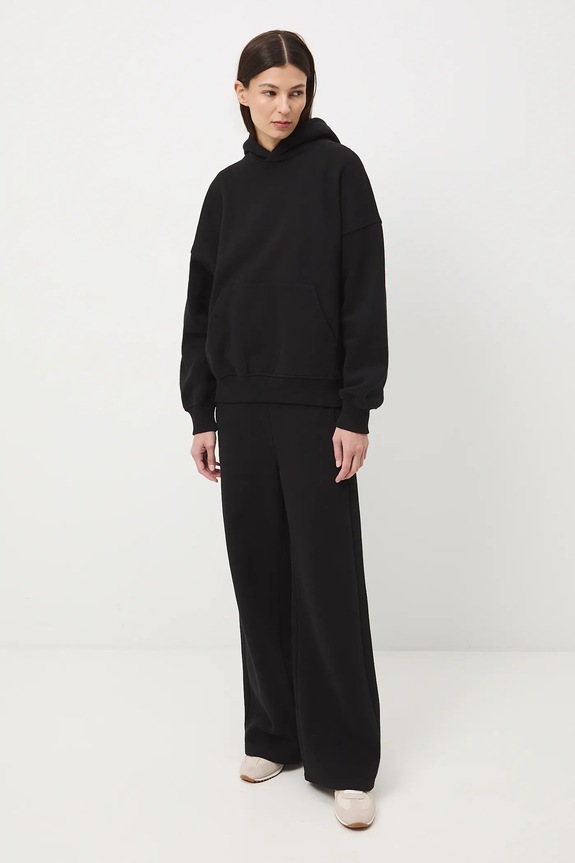 Tepláky wide leg pletenina čierna RS26-SPD011