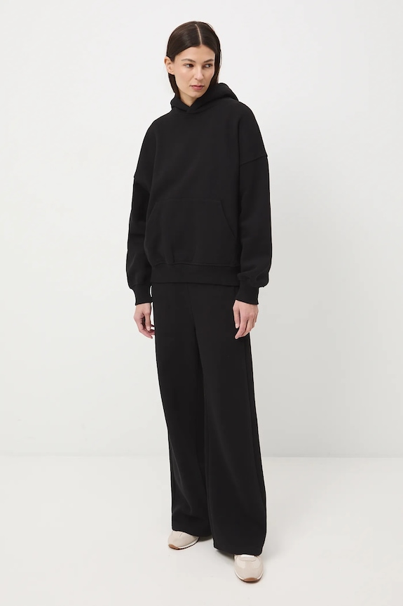 Tepláky wide leg pletenina čierna RS26-SPD011