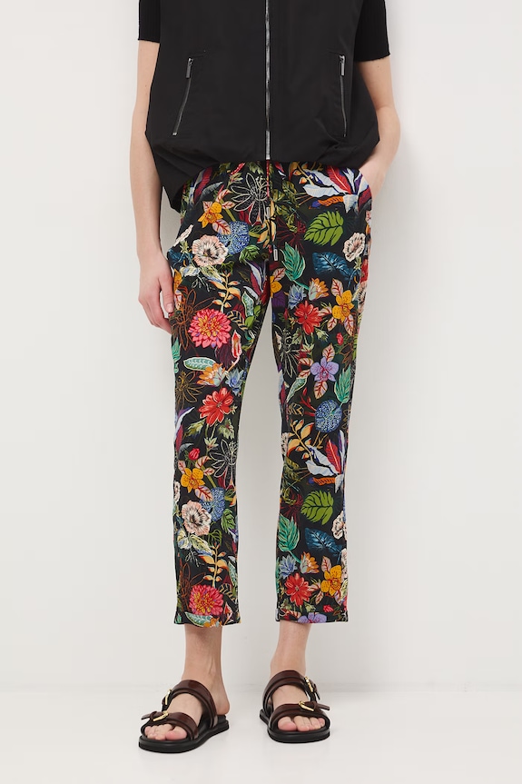 Spodnie chinos damskie z wiskozy z dodatkiem elastanu RS26-SPD060 czarny RS26