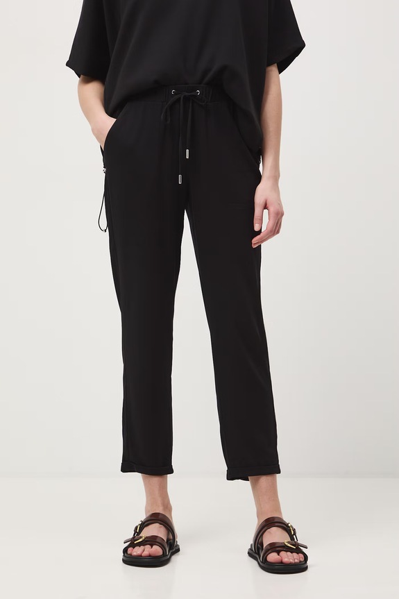 Spodnie chinos damskie z wiskozy z dodatkiem elastanu RS26-SPD060 czarny RS26