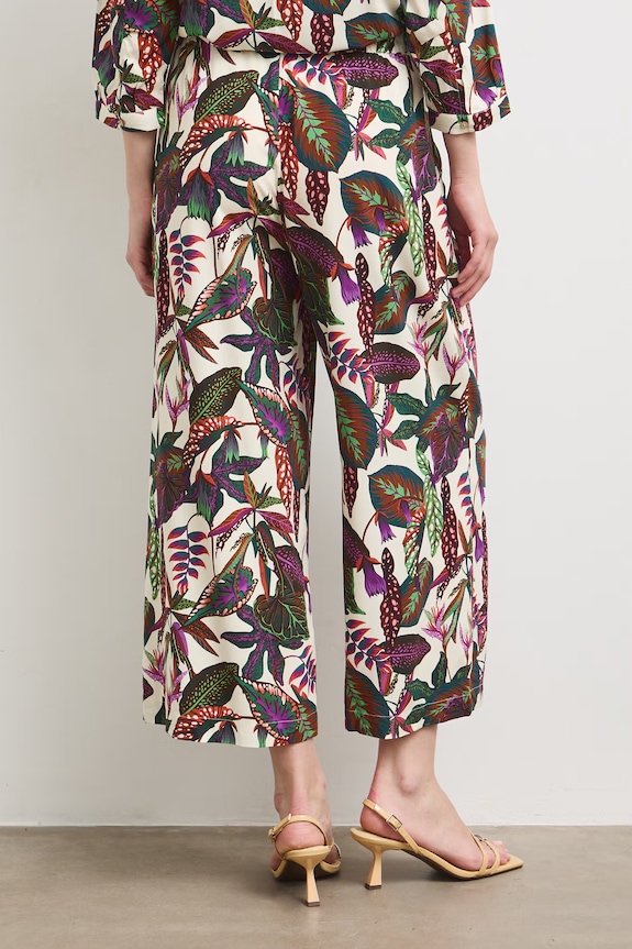 Odzież Spodnie culottes damskie z motywem roślinnym RS26-SPD090 beżowy