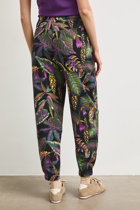 Odzież Spodnie dresowe damskie z motywem roślinnym RS26-SPD092 czarny