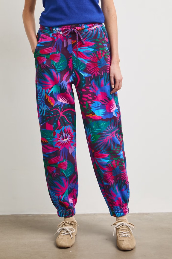 Spodnie dresowe damskie z motywem roślinnym RS26-SPD092 multicolor RS26