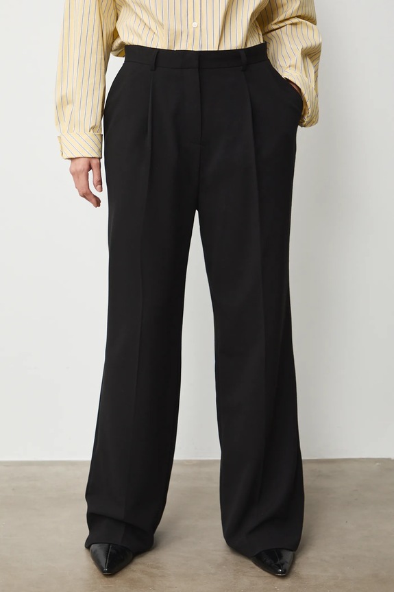 Nohavice hladké wide leg RS26-SPD300 čierna RS26