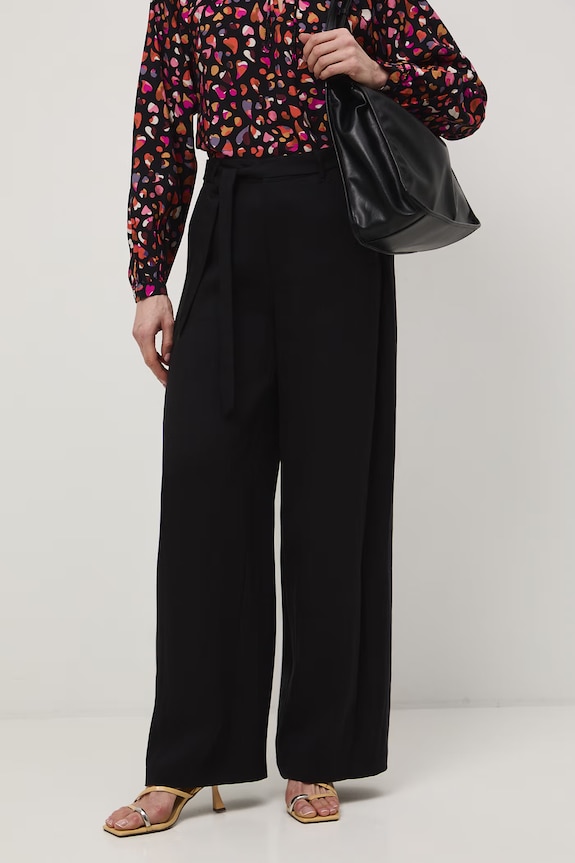 Spodnie wide leg damskie czarny RS26-SPD503