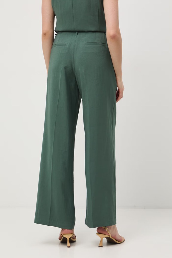 kalhoty se širokými nohavicemi dámské s viskózou zelená RS26-SPD600