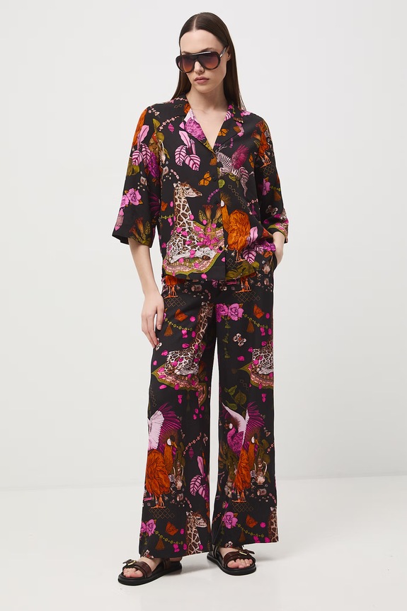 Nohavice wide leg dámske s lyocellom z kolekcie Ilona Tambor x Medicine RS26-SPD650 čierna RS26
