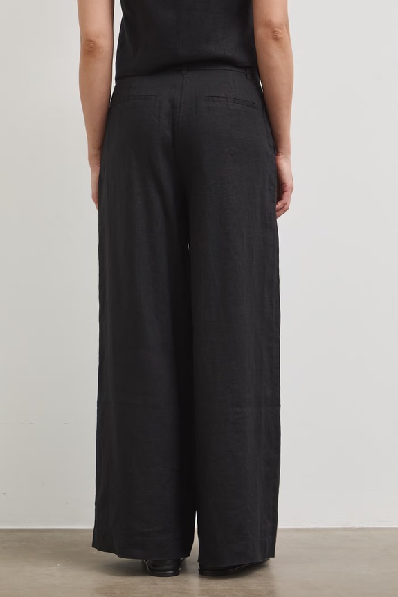 Ρούχα Medicine Παντελόνι wide leg Γυναικείο λινό RS26-SPD700 μαύρο